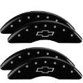 Picture of MGP 4 Caliper Covers Engraved Front & Rear Bowtie Black finish silver ch 20+ Silverado 2500 HD