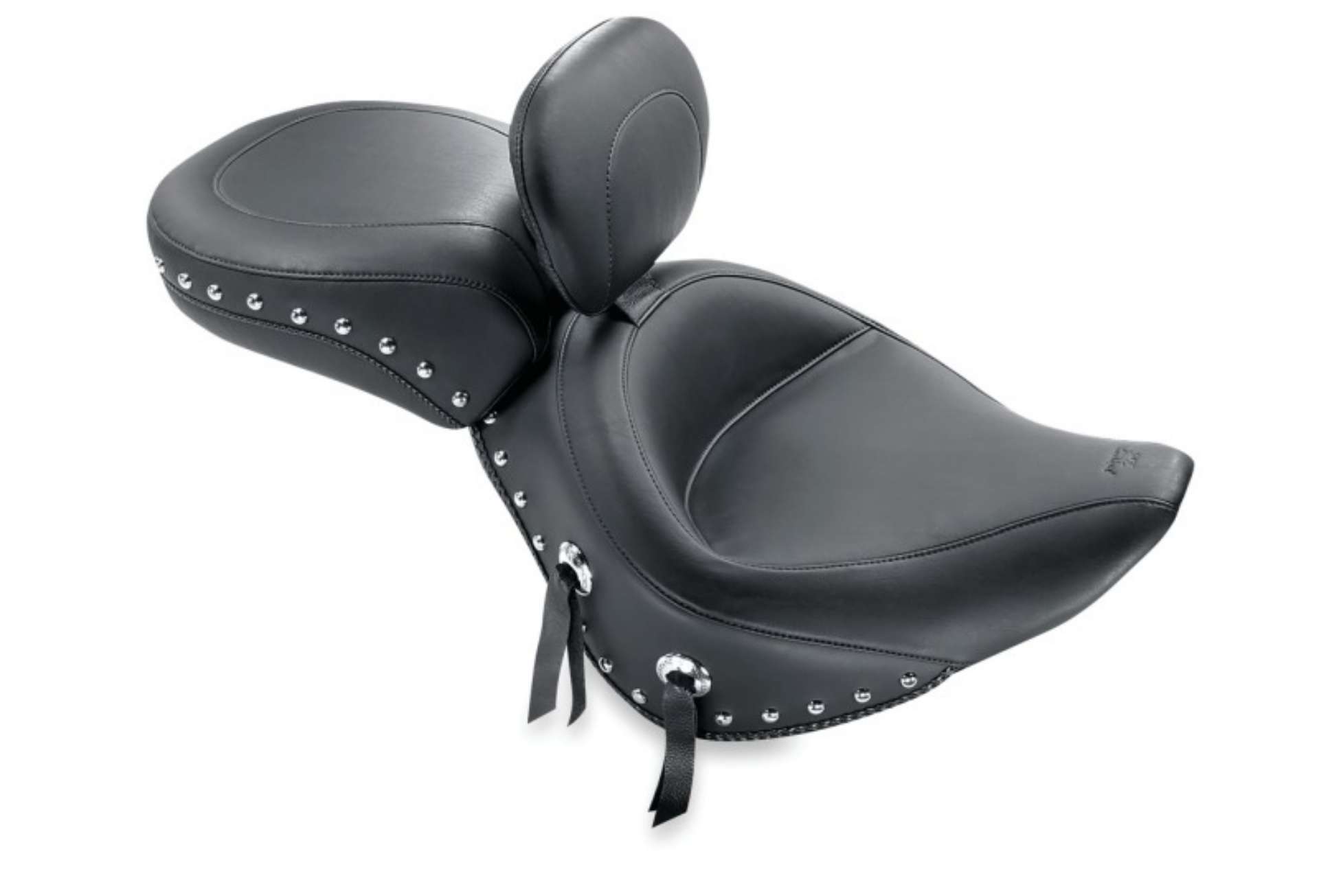 Picture of Mustang 84-06 Harley Standard Rear Tire Wide Touring Solo Seat w-Driver Backrest - Black