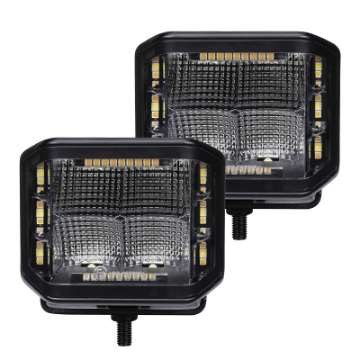 Picture of Go Rhino Xplor Blackout Combo Series Cube Sideline LED Flood Lights w-Amber 4x3 - Blk Pair