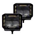 Picture of Go Rhino Xplor Blackout Combo Series Cube Sideline LED Flood Lights w-Amber 4x3 - Blk Pair