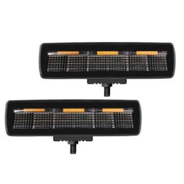 Picture of Go Rhino Xplor Blackout Combo Series Sixline LED Flood Lights w-Amber Surface Mount - Blk Pair