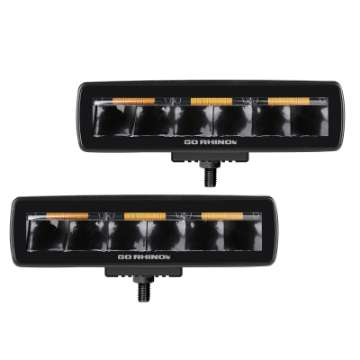 Picture of Go Rhino Xplor Blackout Combo Series Sixline LED Spot Lights w-Amber Surface Mount - Blk Pair