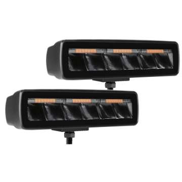 Picture of Go Rhino Xplor Blackout Combo Series Sixline LED Spot Lights w-Amber Surface Mount - Blk Pair