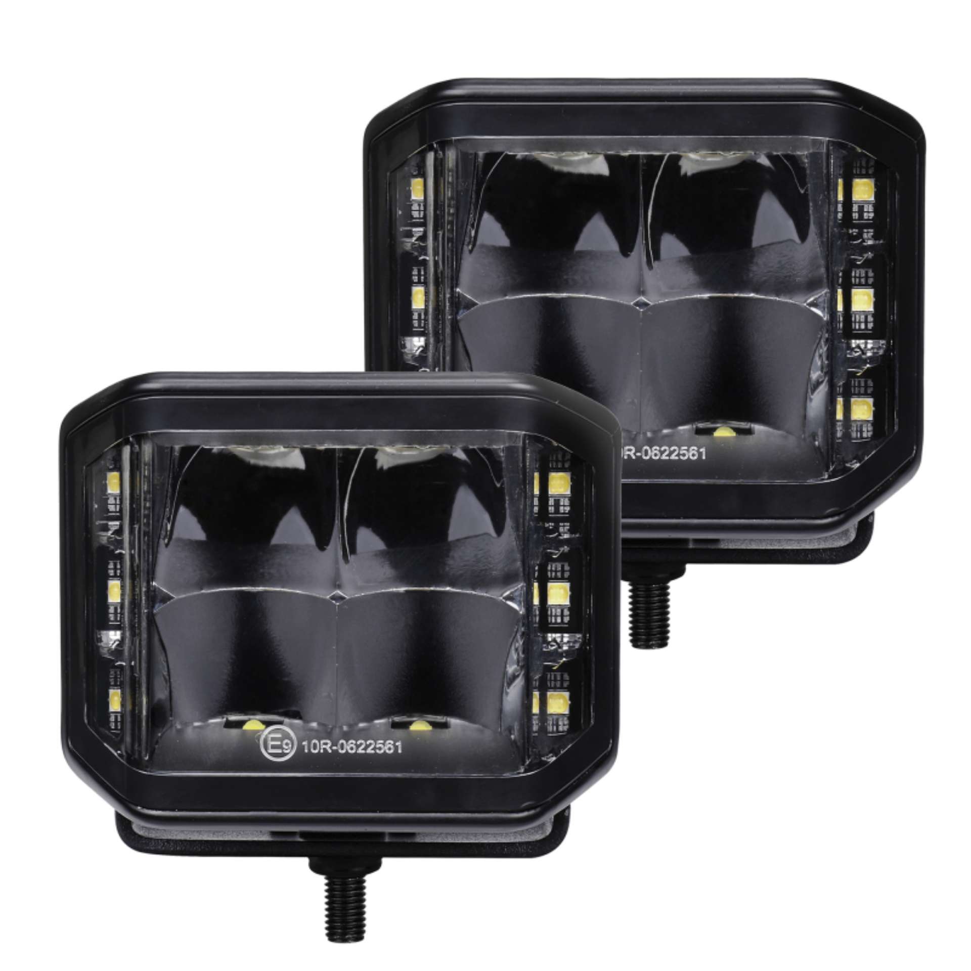 Picture of Go Rhino Xplor Blackout Series Cube LED Sideline Spot Light Kit Surface Mount 4x3 - Blk Pair