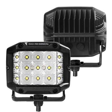 Picture of Go Rhino Xplor Bright Series Sideline Cube LED Flood Light Kit Surface Mount 4x3 - Blk Pair