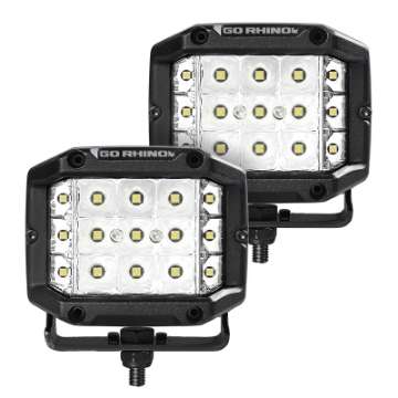 Picture of Go Rhino Xplor Bright Series Sideline Cube LED Spot Light Kit Surface Mount 4x3 - Blk Pair