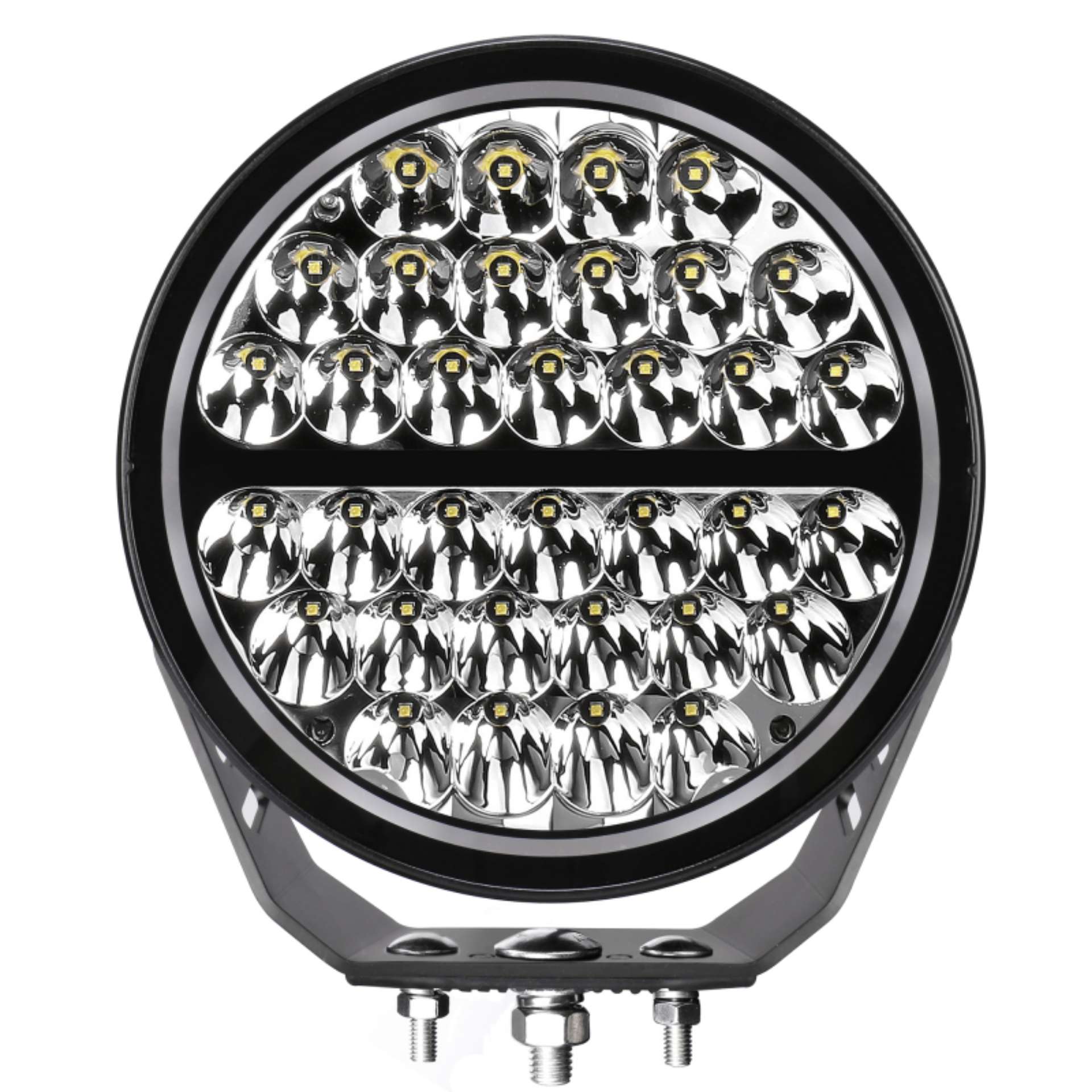 Picture of Go Rhino Xplor Blackout Series Round Single LED Spot Light Kit w-DRL Surface Mount 9in- - Blk