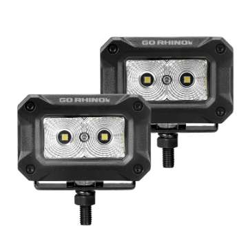 Picture of Go Rhino Xplor Bright Series Rectangle LED Flood Light Kit Surface-Thread Std Mnt 3x2 - Blk Pair