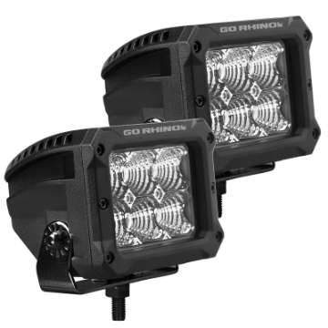 Picture of Go Rhino Xplor Bright Series Rectangle LED Flood Light Kit Surface-Thread Std Mnt 4x3 - Blk Pair