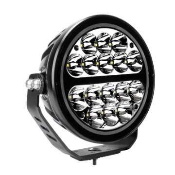 Picture of Go Rhino Xplor Blackout Series Round LED Spot Light Beam w-DRL Surface-Thread Stud Mnt 7in- - Blk