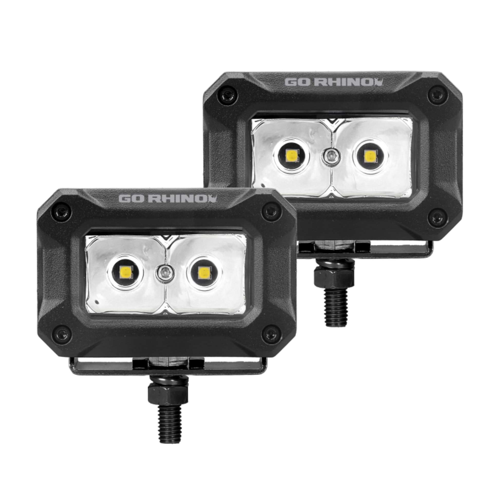 Picture of Go Rhino Xplor Bright Series Rectangle LED Spot Light Kit Surface-Thread Stud Mnt 3x2 - Blk Pair