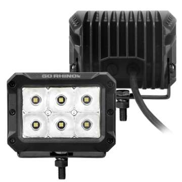 Picture of Go Rhino Xplor Bright Series Rectangle LED Spot Light Kit Surface-Thread Stud Mnt 4x3 - Blk Pair