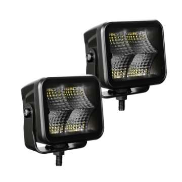 Picture of Go Rhino Xplor Blackout Series Cube LED Flood Light Kit Surface-Threaded Stud Mnt 2x2 - Blk Pair