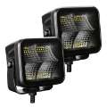 Picture of Go Rhino Xplor Blackout Series Cube LED Flood Light Kit Surface-Threaded Stud Mnt 3x3 - Blk Pair