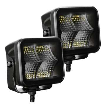 Picture of Go Rhino Xplor Blackout Series Cube LED Flood Light Kit Surface-Threaded Stud Mnt 3x3 - Blk Pair