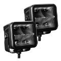 Picture of Go Rhino Xplor Blackout Series Cube LED Spot Light Kit Surface-Threaded Stud Mnt 3x3 - Blk Pair