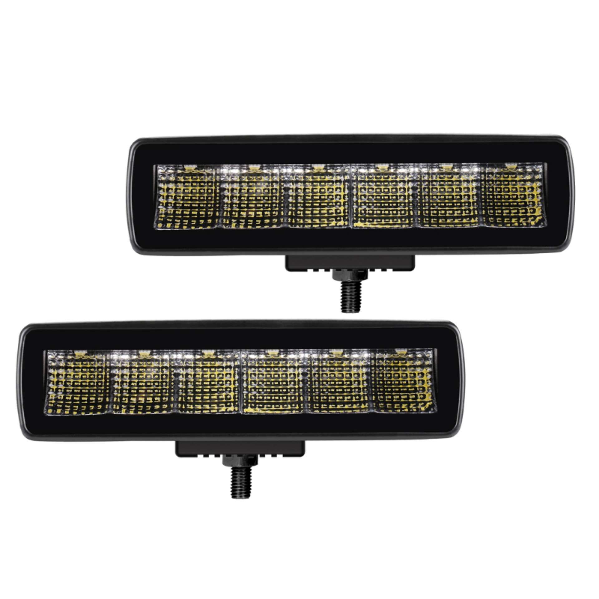 Picture of Go Rhino Xplor Blackout Series Sixline LED Flood Light Kit Surface-Threaded Stud Mnt - Blk Pair