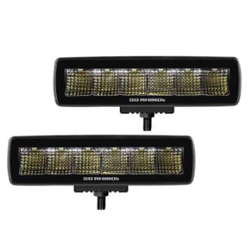 Picture of Go Rhino Xplor Blackout Series Sixline LED Flood Light Kit Surface-Threaded Stud Mnt - Blk Pair