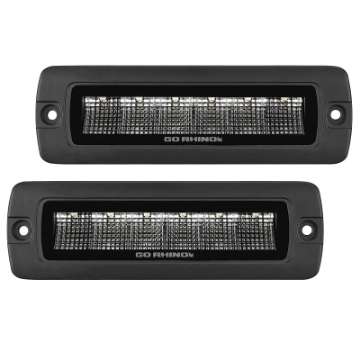 Picture of Go Rhino Xplor Blackout Series Sixline LED Flood Light Kit Flush Mount - Blk Pair