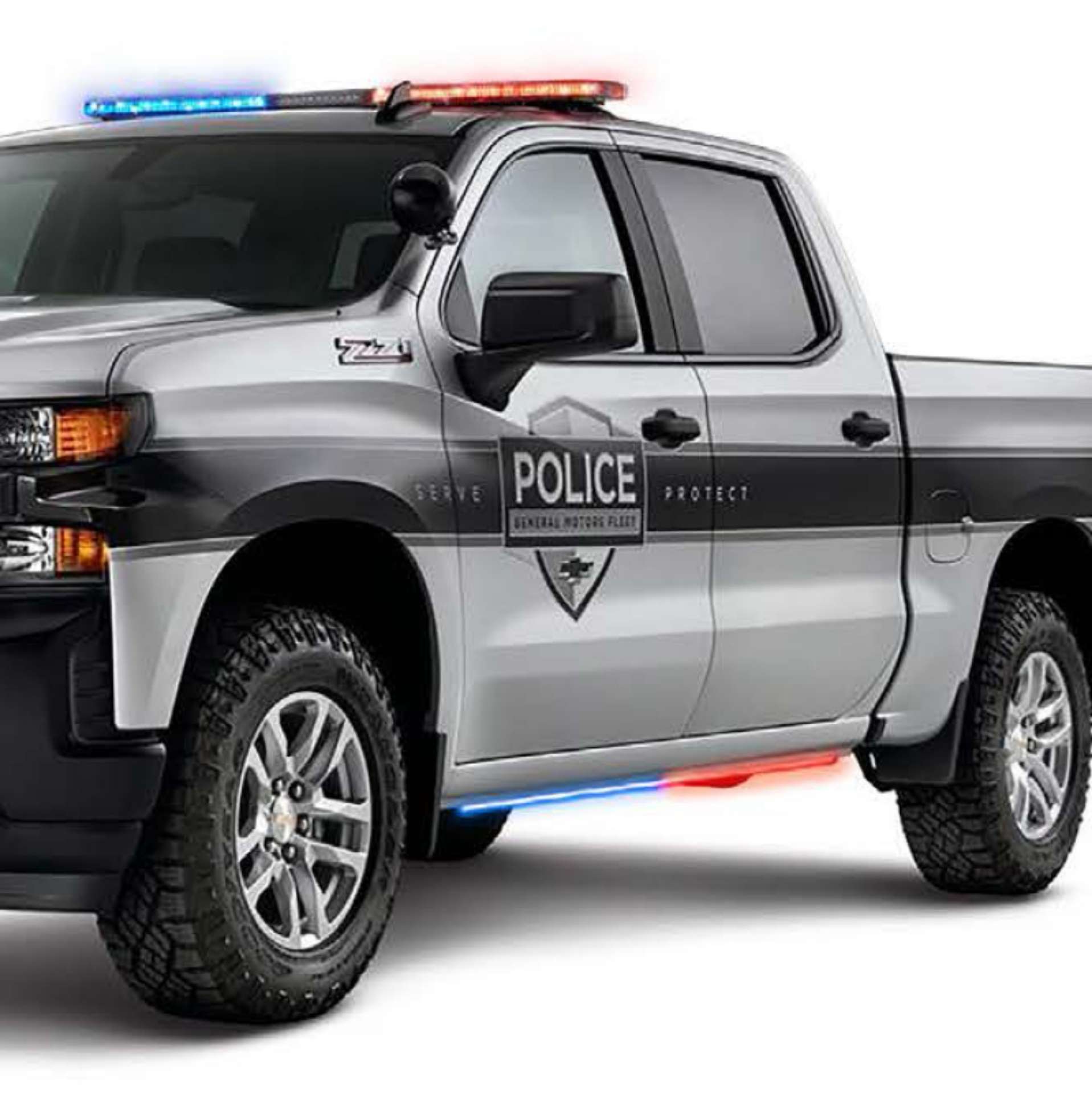 Picture of Putco 19-23 Chevrolet Silverado Blade Rocker Sideliners - Blue & White w- White Override