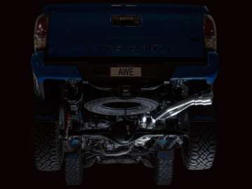 Picture of AWE 16-22 Toyota Tacoma 0FG Catback Exhaust w- BashGuard - Dual Chrome Silver Tips