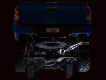 Picture of AWE 16-22 Toyota Tacoma 0FG Catback Exhaust w- BashGuard - Dual Diamond Black Tips