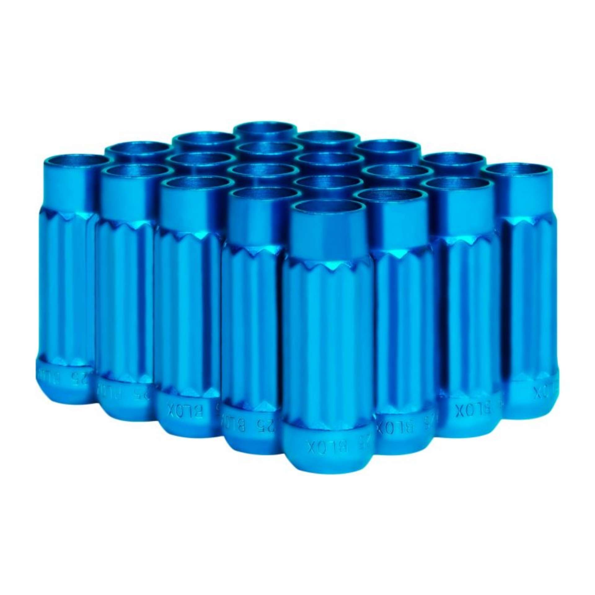 Picture of BLOX Racing Tuner 12P17 Steel Lug Nuts - Blue 12x1-25 Set of 20 12-Sided 17mm