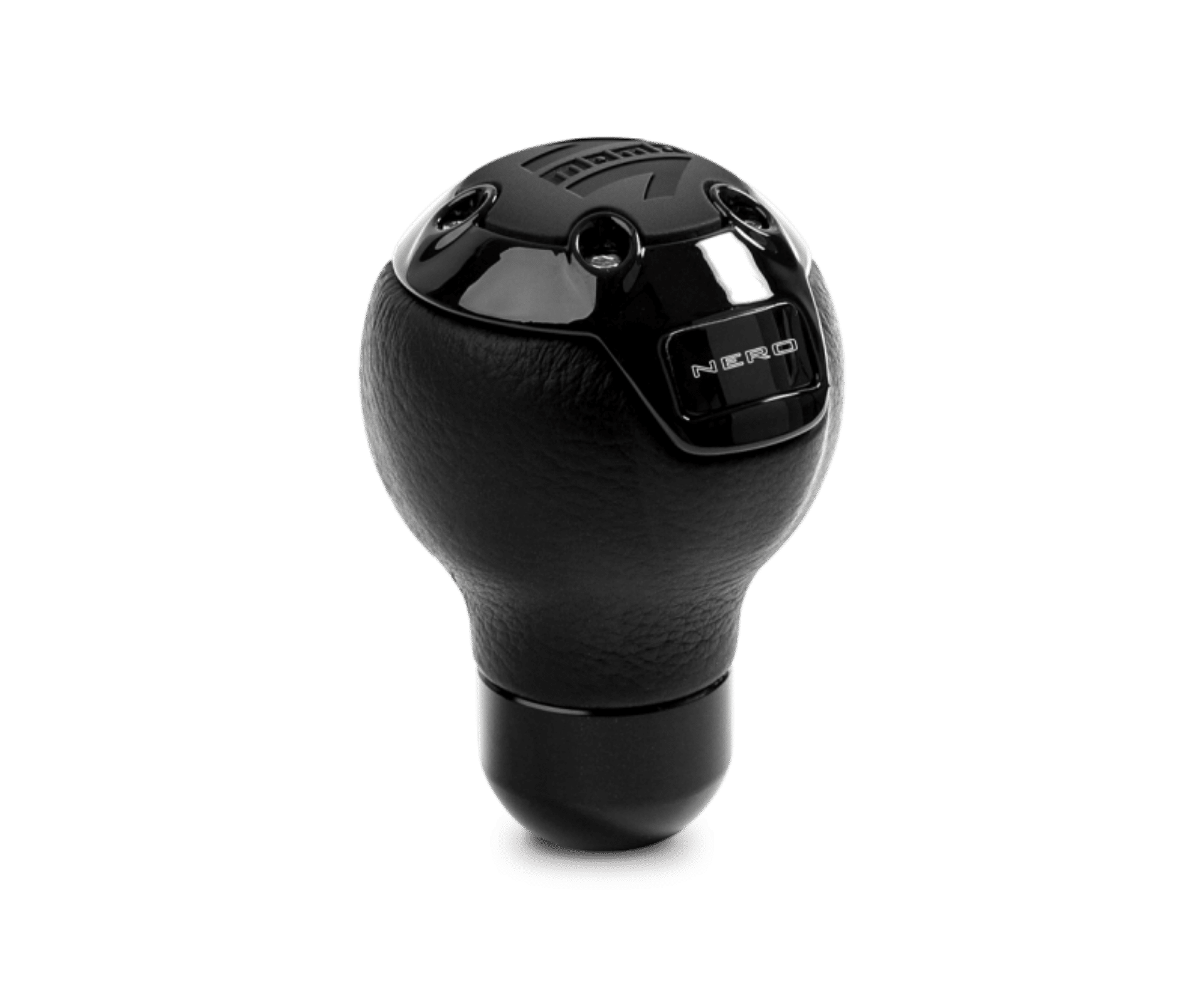 Picture of Momo Nero Shift Knob - Tall Black Leather, Black Chrome Insert