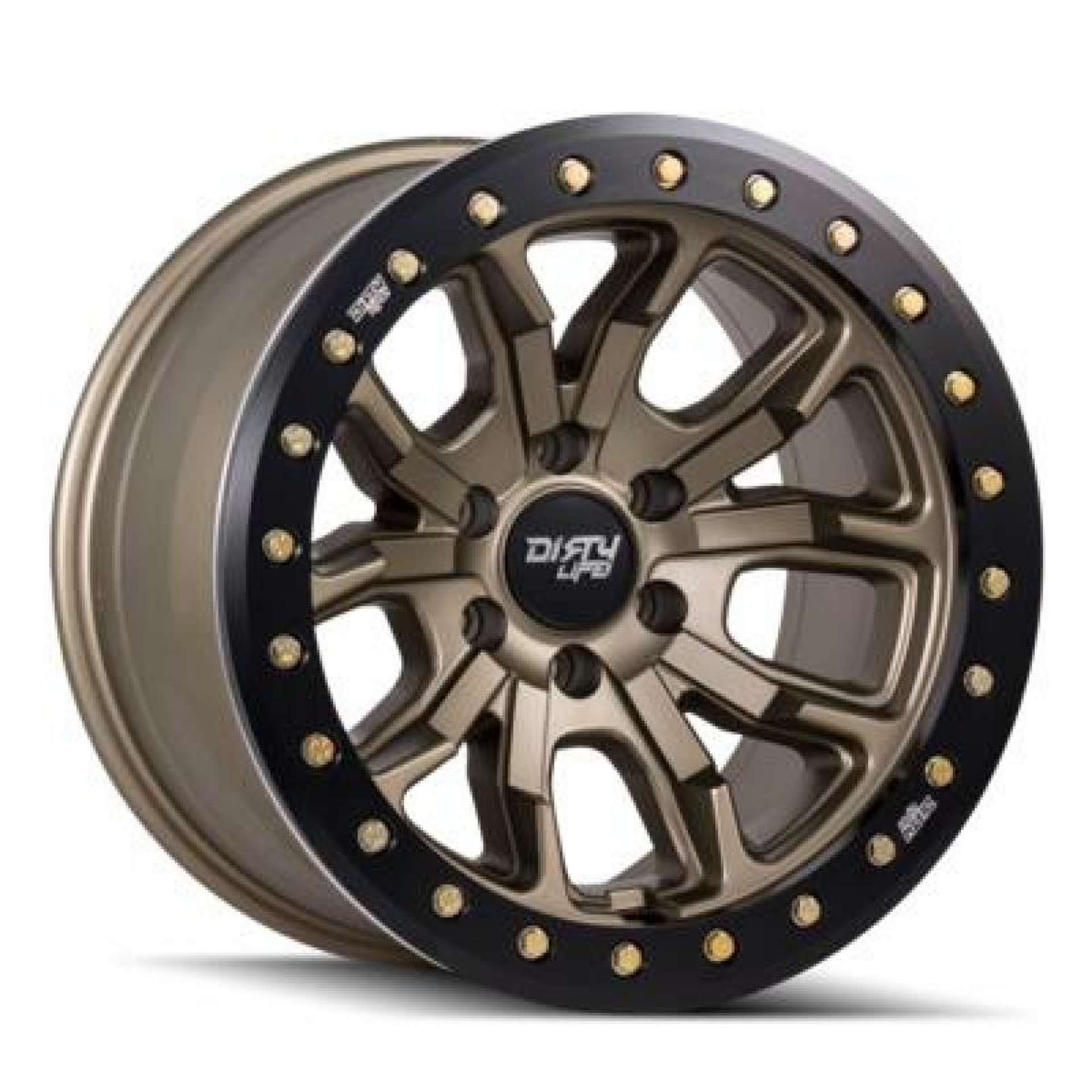 Picture of Dirty Life 9303 DT-1 17x9 - 5x127 BP - -12mm Offset - 78-1mm Hub Satin Gold Wheel - Sim- Beadlock