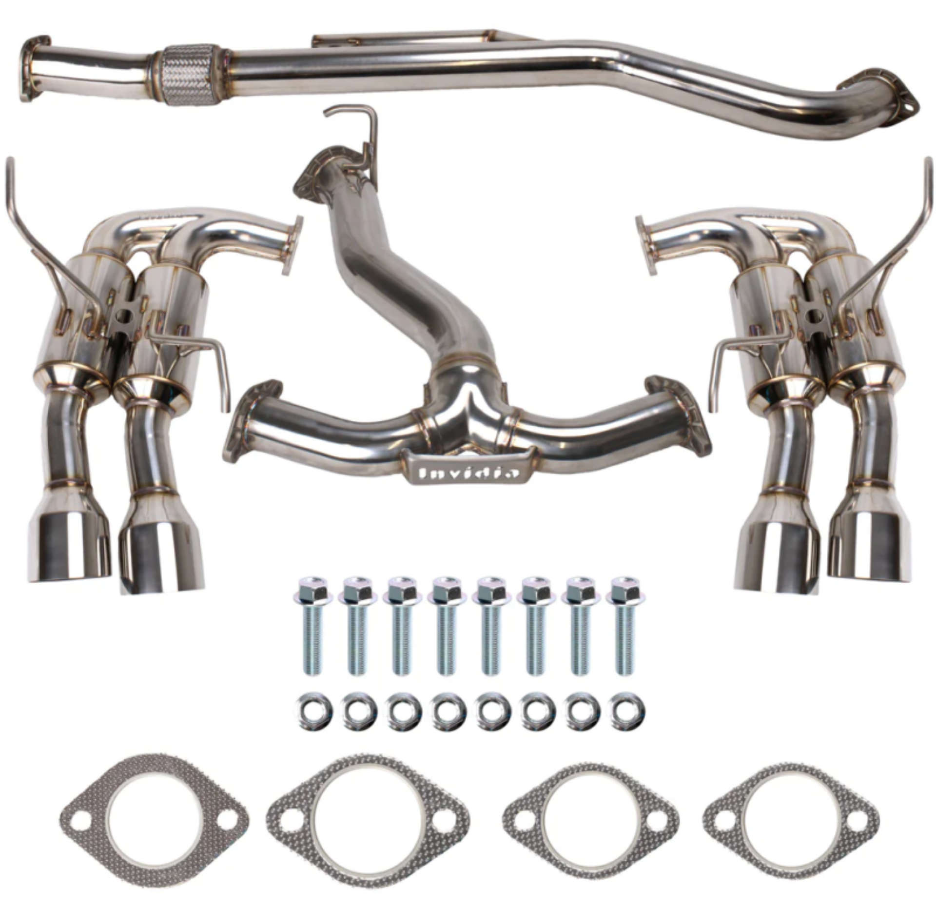 Picture of Invidia 2022+ Subaru WRX Gemini Single Layer Quad Stainless Steel Tip Cat-Back Exhaust