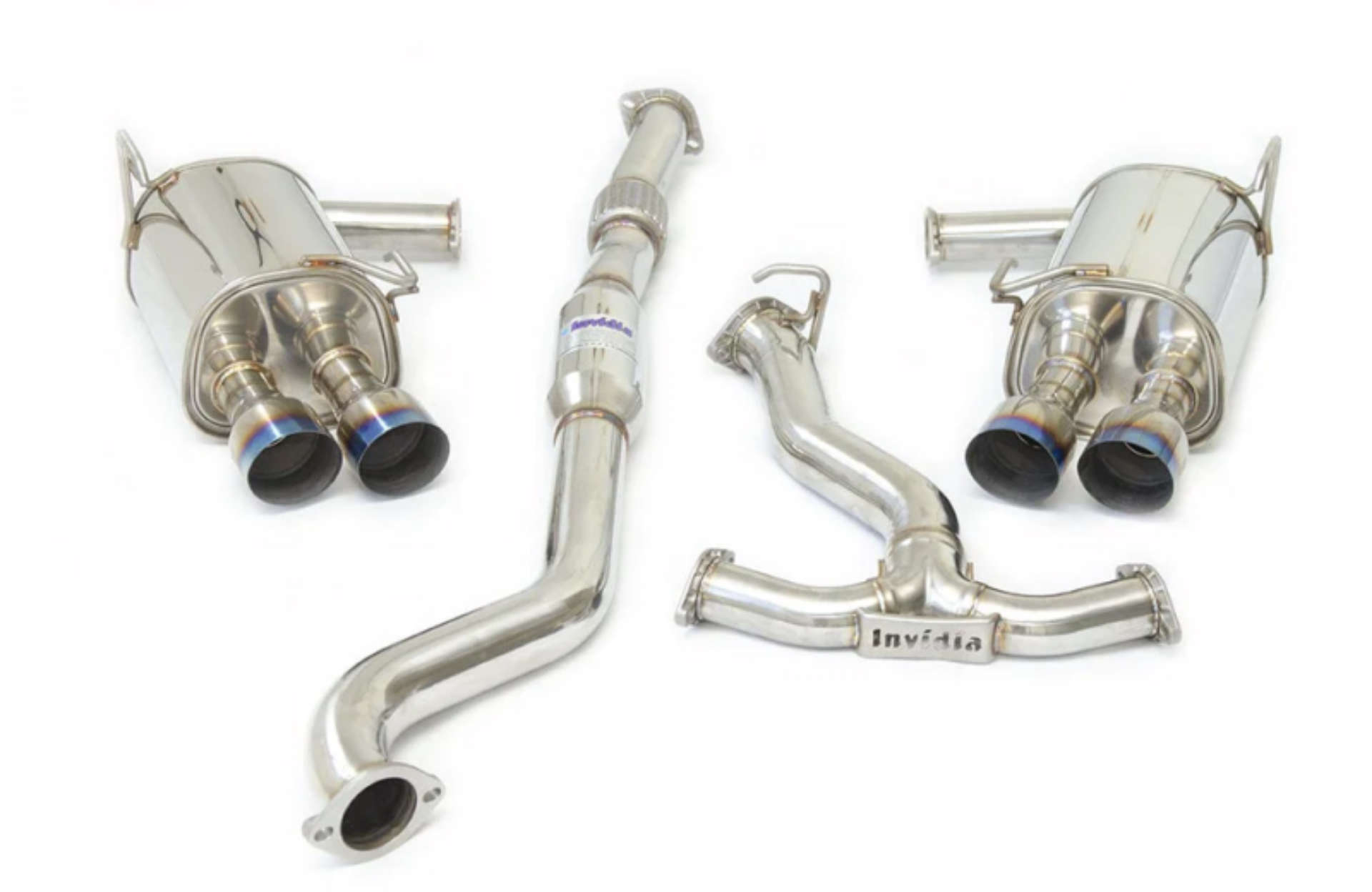 Picture of Invidia 2022+ Subaru WRX Q300 Single Layer Titanium Burnt Quad Tip Cat-back Exhaust