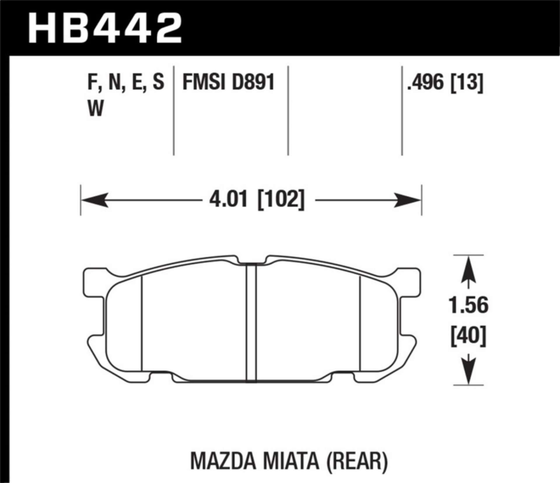 Picture of Hawk 01-03 Mazda Miata 1-8L Base Pads Only Rear ER-1 Brake Pads