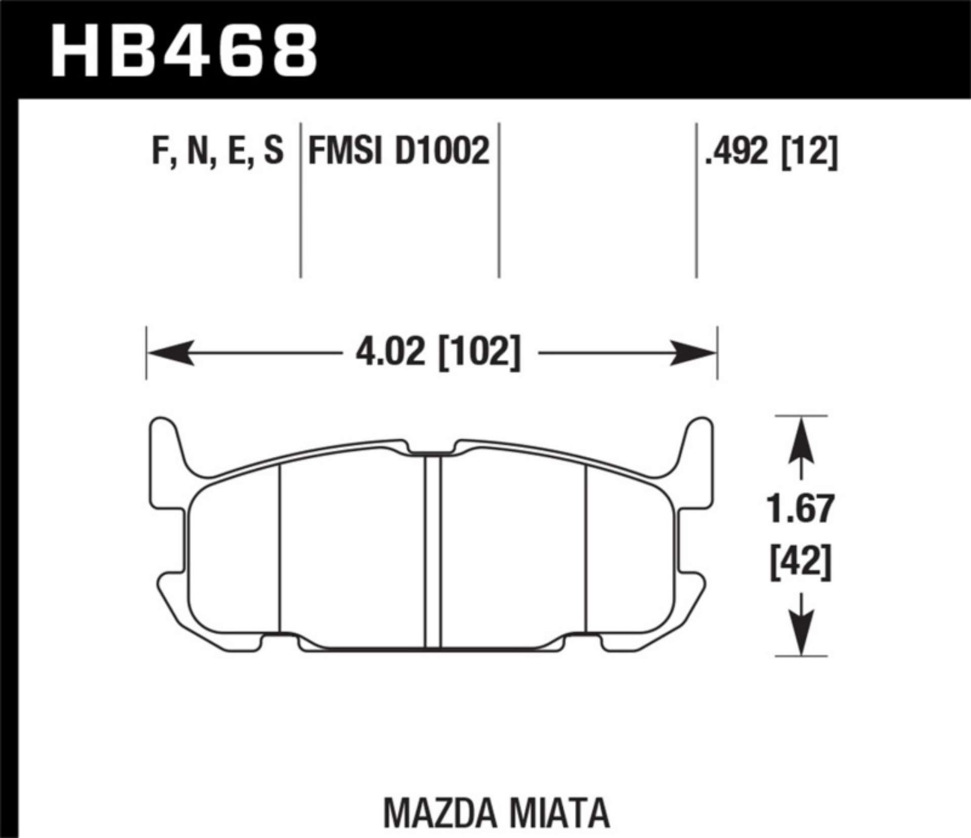 Picture of Hawk 01-05 Mazda Miata 1-8L Base Pads Only Rear ER-1 Brake Pads