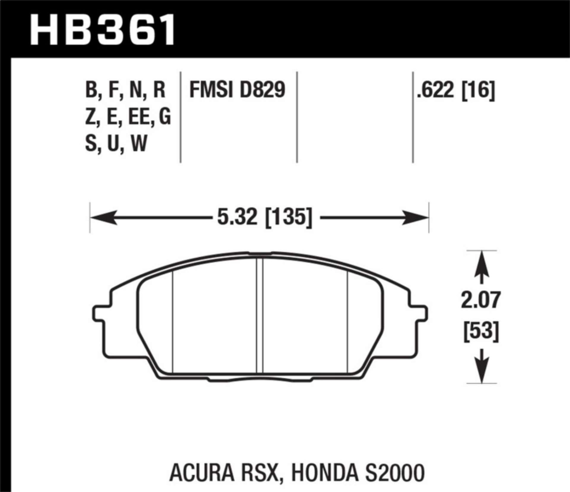 Picture of Hawk 02-05 Acura RSX 2-0L Type-S OE Incl-Shims Front ER-1 Brake Pads