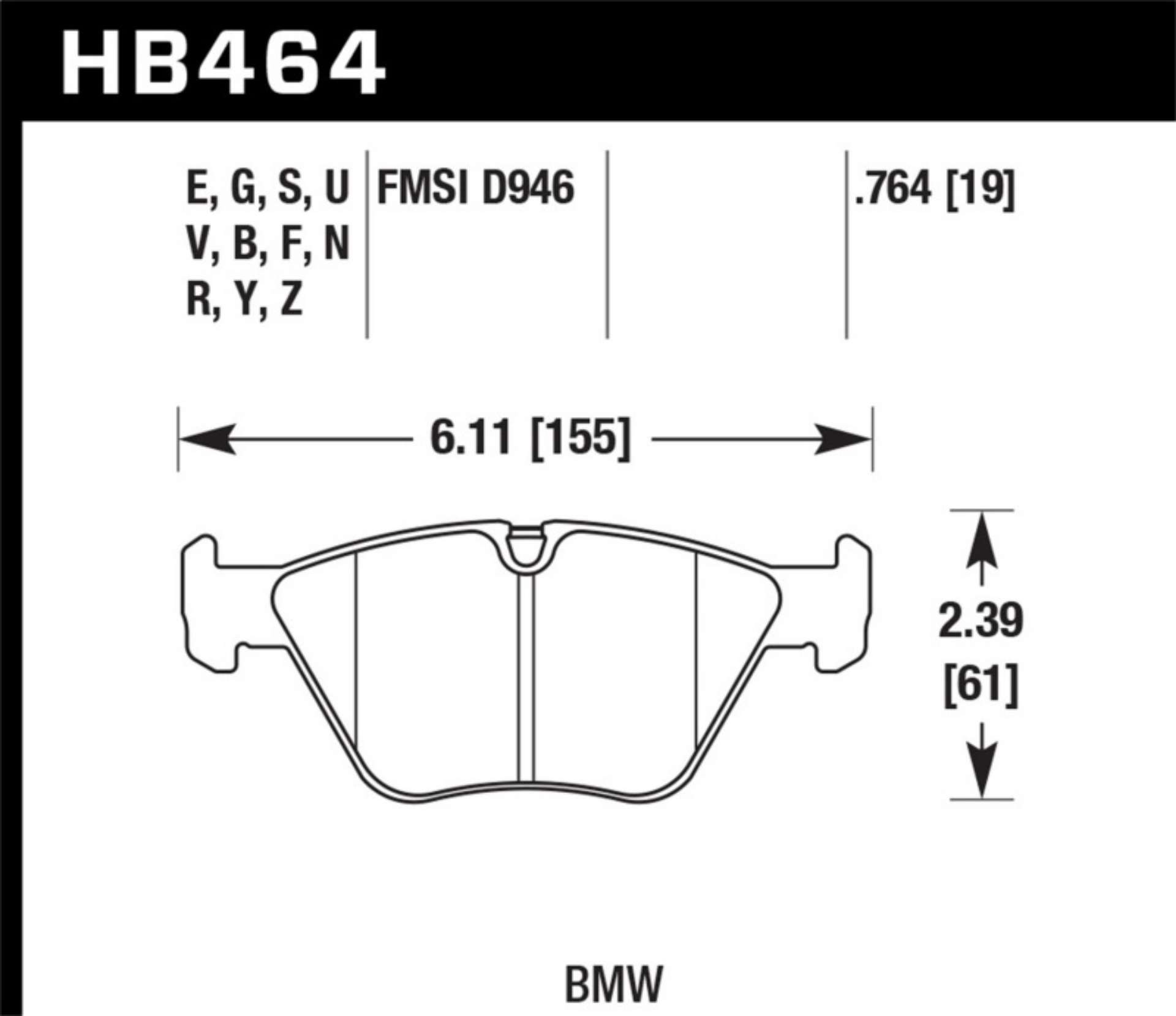 Picture of Hawk 01-05 BMW 330Ci 3-0L Base Front ER-1 Brake Pads