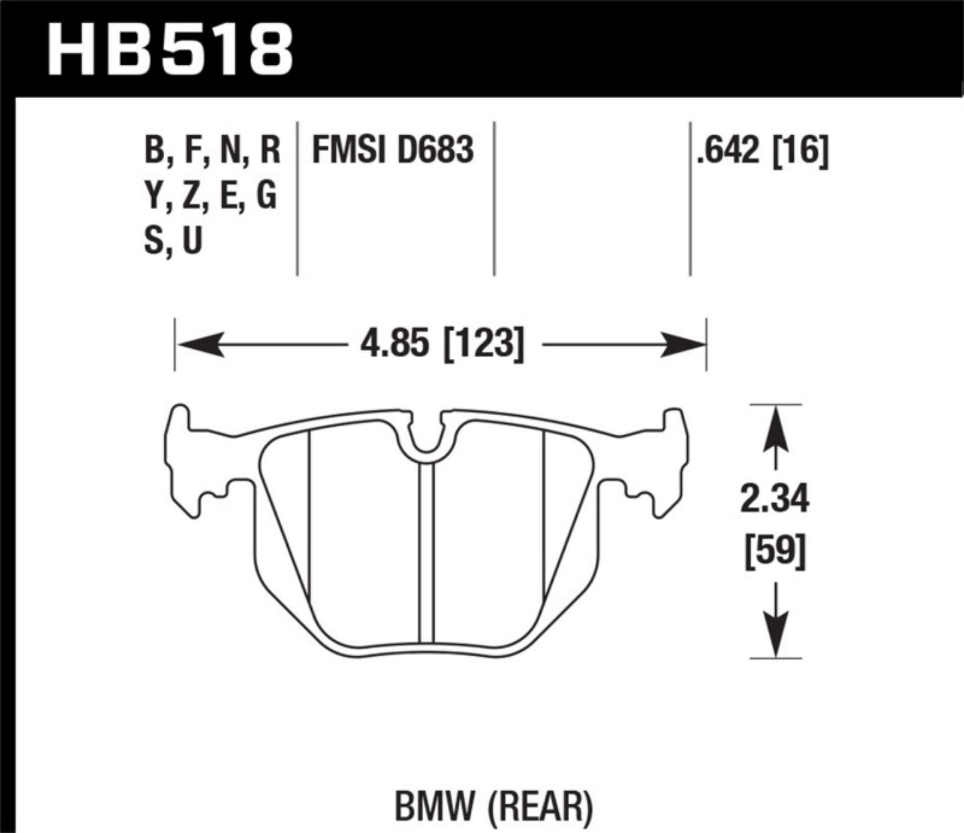 Picture of Hawk 01-05 BMW 330Ci 3-0L Base Rear ER-1 Brake Pads