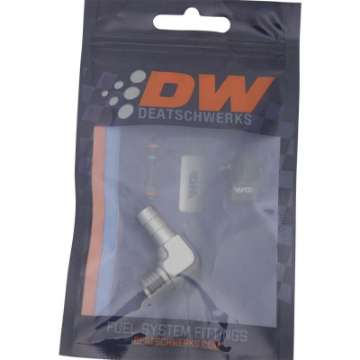 Picture of DeatschWerks Metric M12 to 3-8in Hose Barb 90-Degree Fitting w- Venturi Port - Anodized DW Titanium