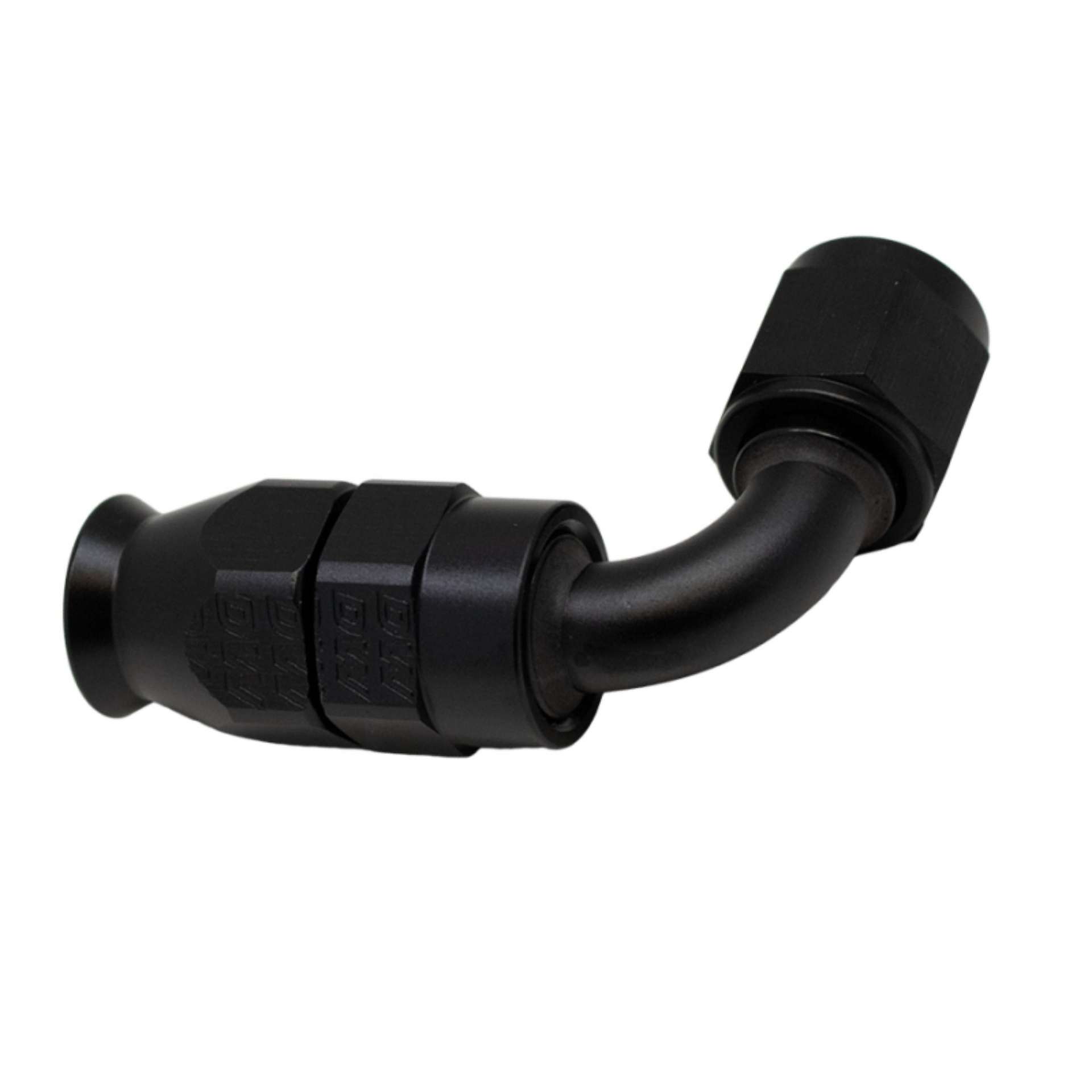 Picture of DeatschWerks 6AN Female Swivel 90-Degree Hose End PTFE Incl 1 Olive Insert - Anodized Matte Black