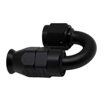 Picture of DeatschWerks 6AN Female Swivel 180-Degree Hose End PTFE Incl Olive Insert - Anodized Matte Black