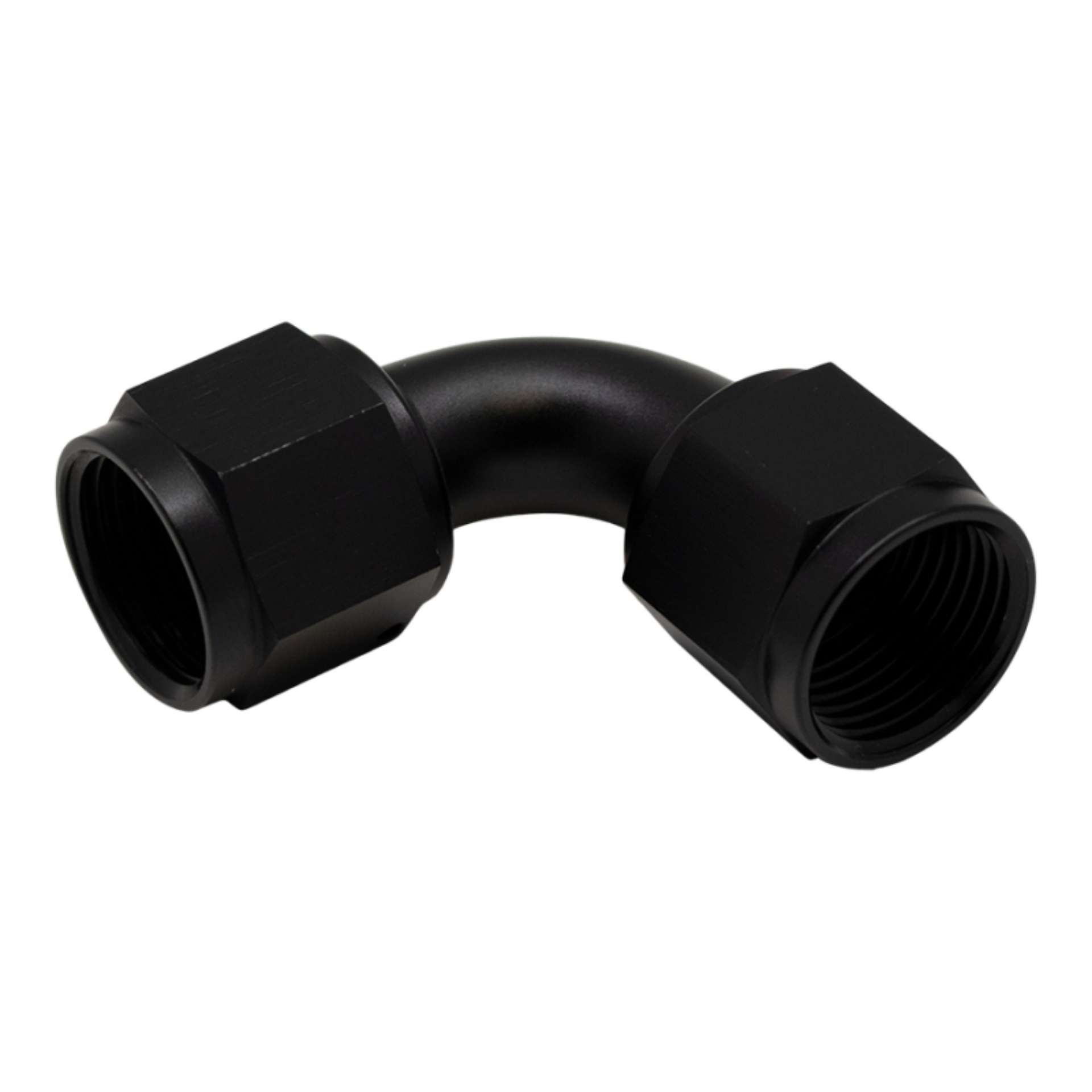 Picture of DeatschWerks 10AN Flare Female Swivel 90-Degree to 10AN Flare Female Swivel - Anodized Matte Black