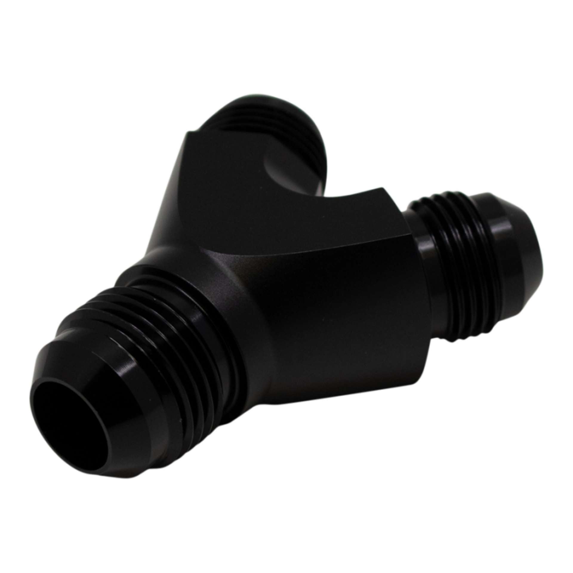 Picture of DeatschWerks 8AN Male Flare to 8AN Male Flare to 10AN Male Flare Y Fitting - Anodized Matte Black