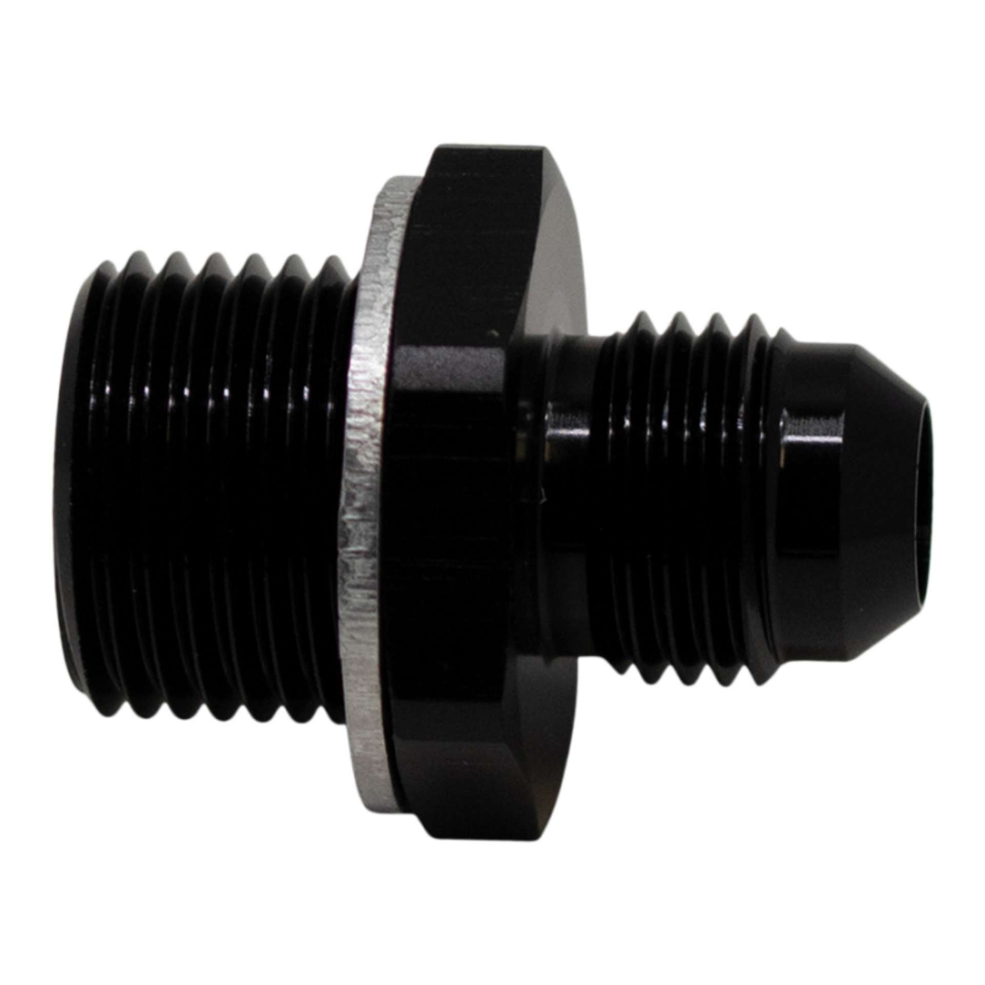 Picture of DeatschWerks 6AN Male Flare to M18 X 1-5 Male Metric Adapter Incl Washer - Anodized Matte Black