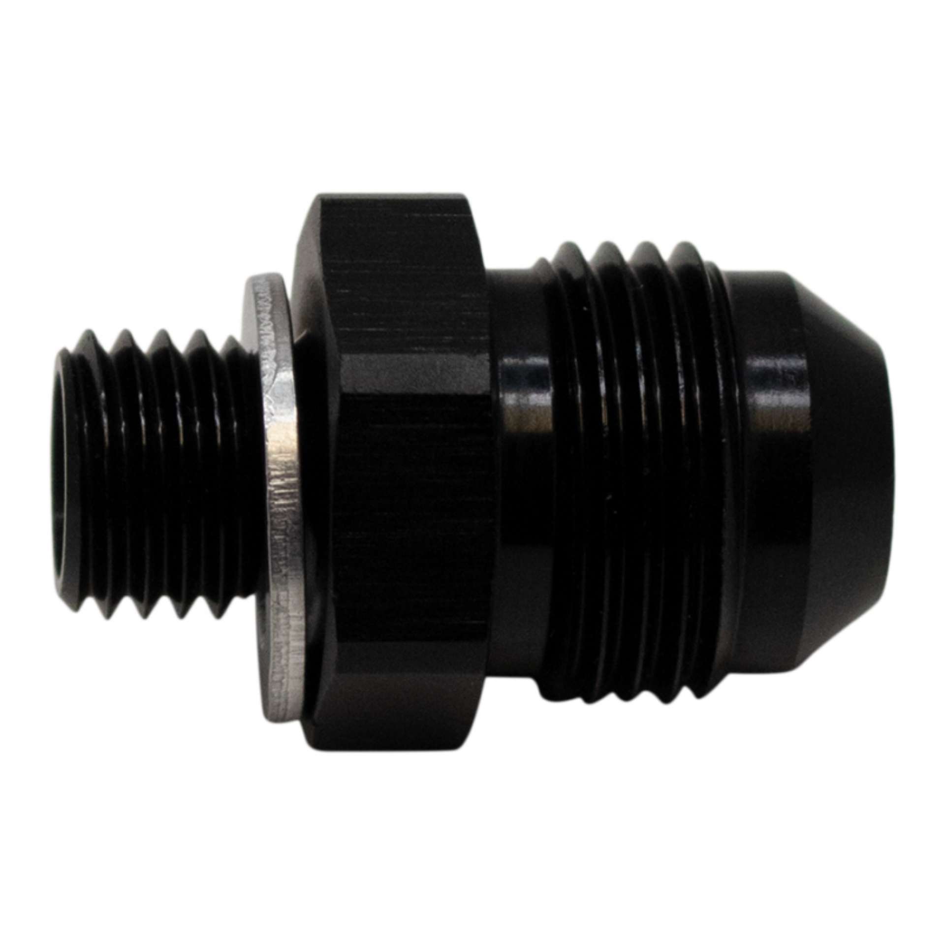 Picture of DeatschWerks 8AN Male Flare to M12 X 1-5 Male Metric Adapter Incl Washer - Anodized Matte Black