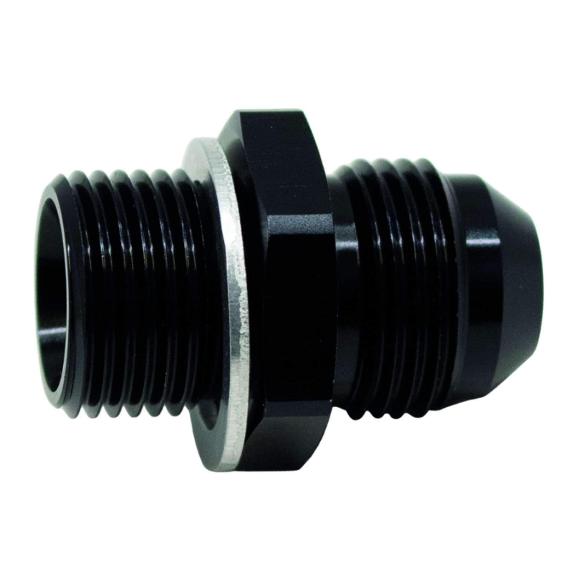 Picture of DeatschWerks 8AN Male Flare to M18 X 1-5 Male Metric Adapter Incl Washer - Anodized Matte Black