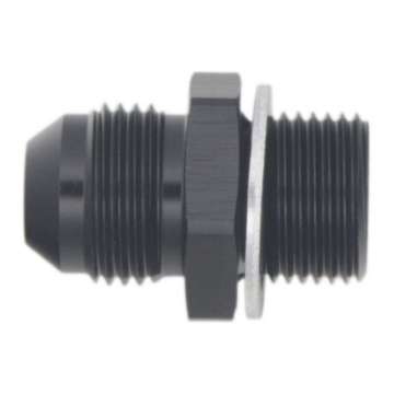 Picture of DeatschWerks 8AN Male Flare to M18 X 1-5 Male Metric Adapter Incl Washer - Anodized Matte Black