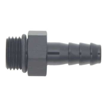 Picture of DeatschWerks 6AN ORB Male to 5-16in Male Triple Barb Fitting Incl O-Ring - Anodized Matte Black