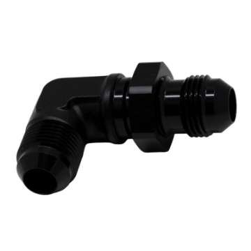 Picture of DeatschWerks 8AN Male Flare to 8AN Male Flare Bulkhead Adapter 90-Degree - Anodized Matte Black