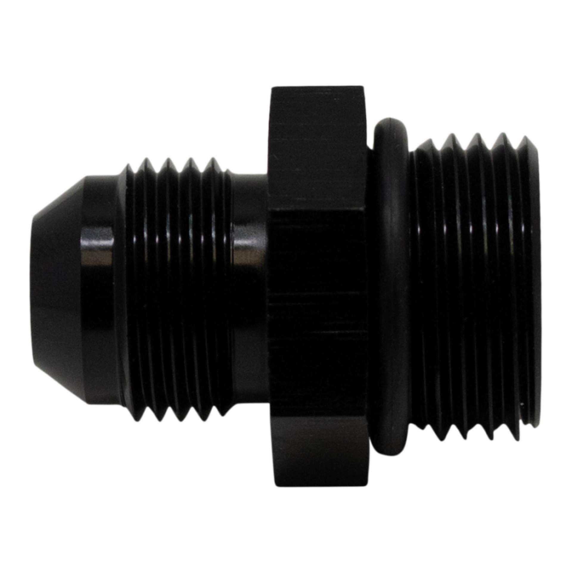 Picture of DeatschWerks 10AN ORB Male to 8AN Male Flare Adapter Incl O-Ring - Anodized Matte Black