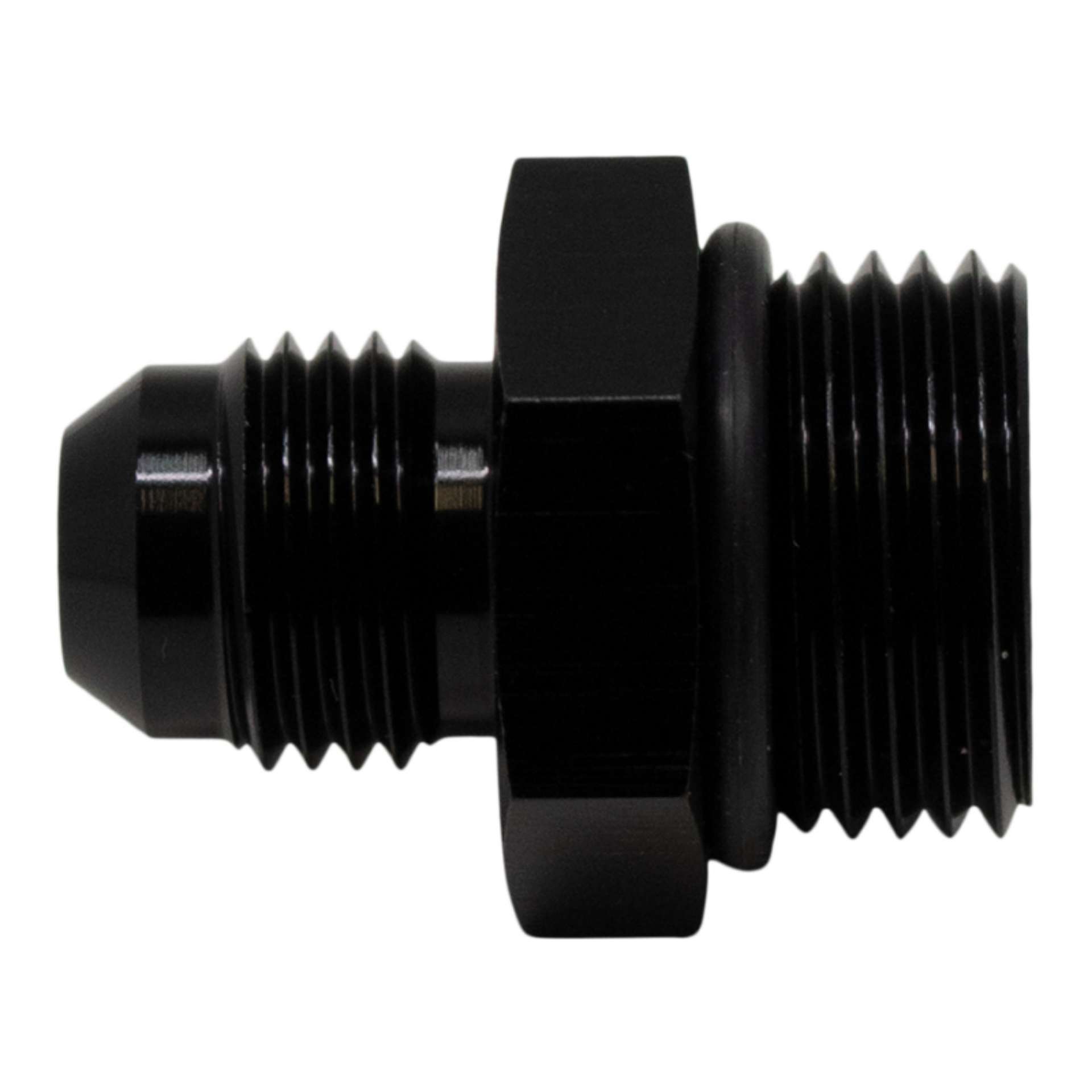 Picture of DeatschWerks 8AN ORB Male to 6AN Male Flare Adapter Incl O-Ring - Anodized Matte Black