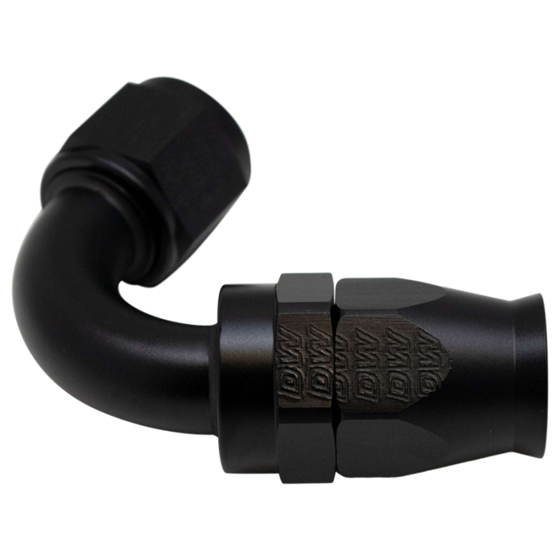 Picture of DeatschWerks 10AN Female Flare Swivel 120-Degree Hose End PTFE - Anodized Matte Black